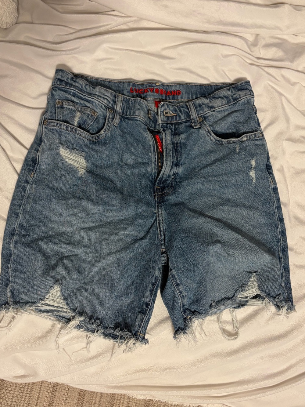 Lucky Brand Washed Blue Distressed Jean Shorts
